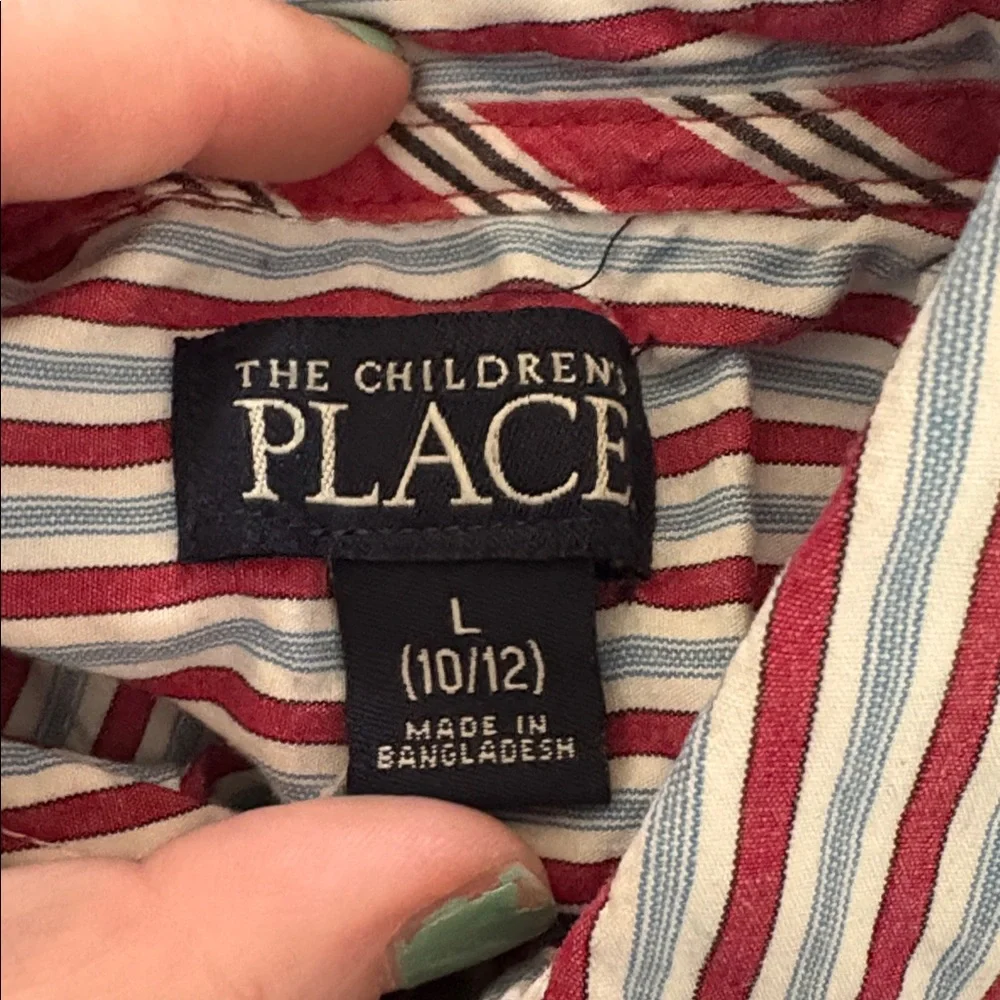Lot of The Children's Place Boys Striped Oxford Button Up Shirts, Large (10/12)